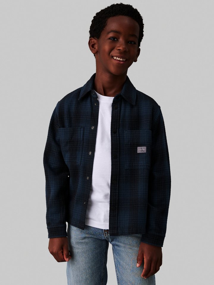 Calvin Klein Jeans Langarmhemd Textured Checked Shirt für Kinder bis 16 Jahre und mit Logopatch von Calvin Klein Jeans