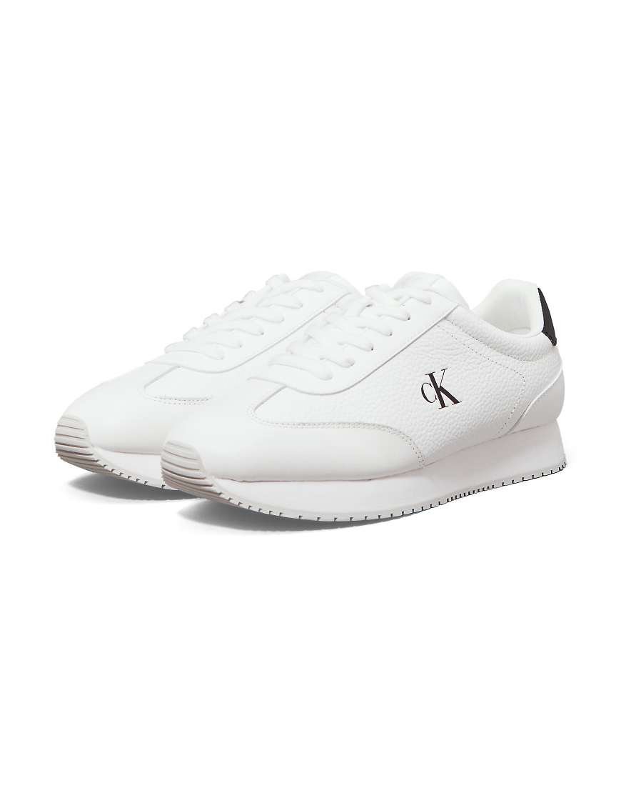 Calvin Klein Jeans - Leder-Sneaker in strahlendem Weiß/CK-Schwarz-Bunt von Calvin Klein Jeans