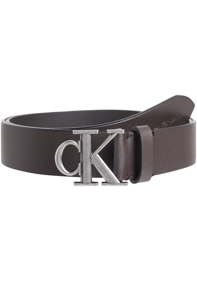 Calvin Klein Jeans Ledergürtel ROUND MONO PLAQUE LTHR BELT 35MM mit CK-Logoschließe von Calvin Klein Jeans