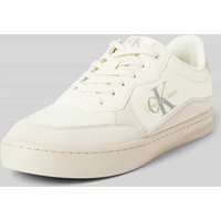 Calvin Klein Jeans Ledersneaker mit Label-Details Modell 'CLASSIC CUPSOLE LOW MIX' in Offwhite, Größe 41 von Calvin Klein Jeans