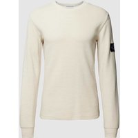 Calvin Klein Jeans Longsleeve aus Baumwolle mit Strukturmuster Modell 'WAFFLE' in Beige, Größe XXL von Calvin Klein Jeans