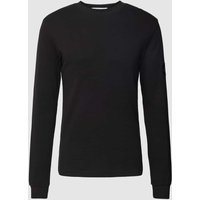 Calvin Klein Jeans Longsleeve aus Baumwolle mit Strukturmuster Modell 'WAFFLE' in Black, Größe XS von Calvin Klein Jeans