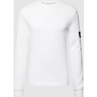 Calvin Klein Jeans Longsleeve aus Baumwolle mit Strukturmuster Modell 'WAFFLE' in Weiss, Größe L von Calvin Klein Jeans