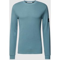 Calvin Klein Jeans Longsleeve mit Label-Patch in Rauchblau, Größe XXL von Calvin Klein Jeans