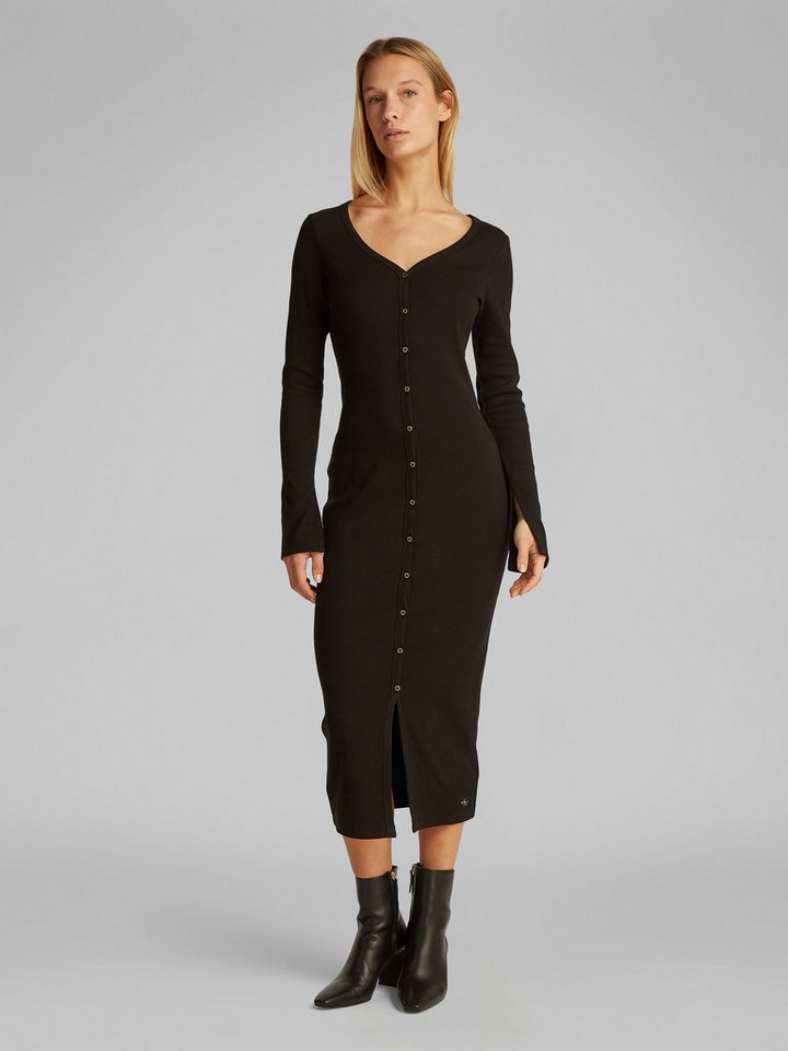 Calvin Klein Jeans Maxikleid WOVEN LABEL LS RIB DRESS mit Logodruck von Calvin Klein Jeans
