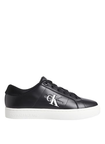 Calvin Klein Herren Cupsole Sneaker Leder, Schwarz (Black/Bright White), 45 von Calvin Klein Jeans