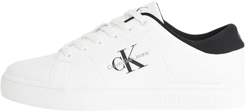 Calvin Klein Herren Cupsole Sneaker Leder, Weiß (Bright White/Black), 42 von Calvin Klein Jeans