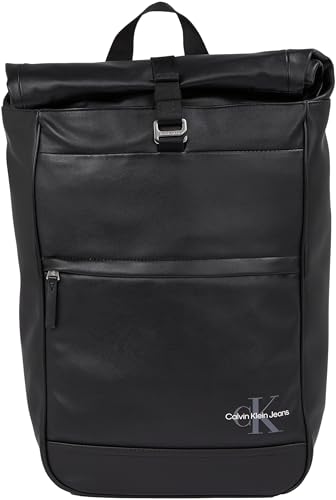 Calvin Klein Jeans Herren Rucksack Monogram Soft Rolltop Handgepäck, Schwarz (Black), Einheitsgröße von Calvin Klein