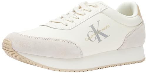 Calvin Klein Jeans Men RETRO RUNNER LOW MIX MTL, Creamy White/Eggshell/Khaki, 41 EU von Calvin Klein Jeans