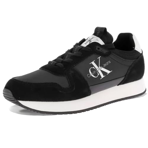 Calvin Klein Jeans Herren Runner Sneaker Runner Sock Laceup Ny-Lth Sportschuhe, Mehrfarbig (Black/Bright White), 44 EU von Calvin Klein Jeans