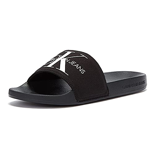 Calvin Klein Jeans Herren Badeschuhe Slide Monogram Co Badelatschen, Schwarz (Black/Bright White), 40 von Calvin Klein Jeans