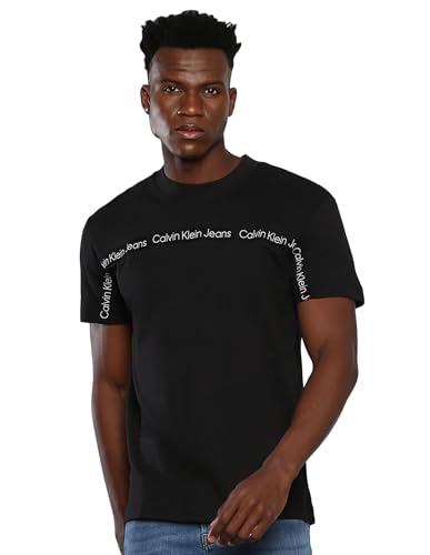 Calvin Klein Jeans - Men's Regular T-Shirt with Logo Taping - Size S von Calvin Klein Jeans