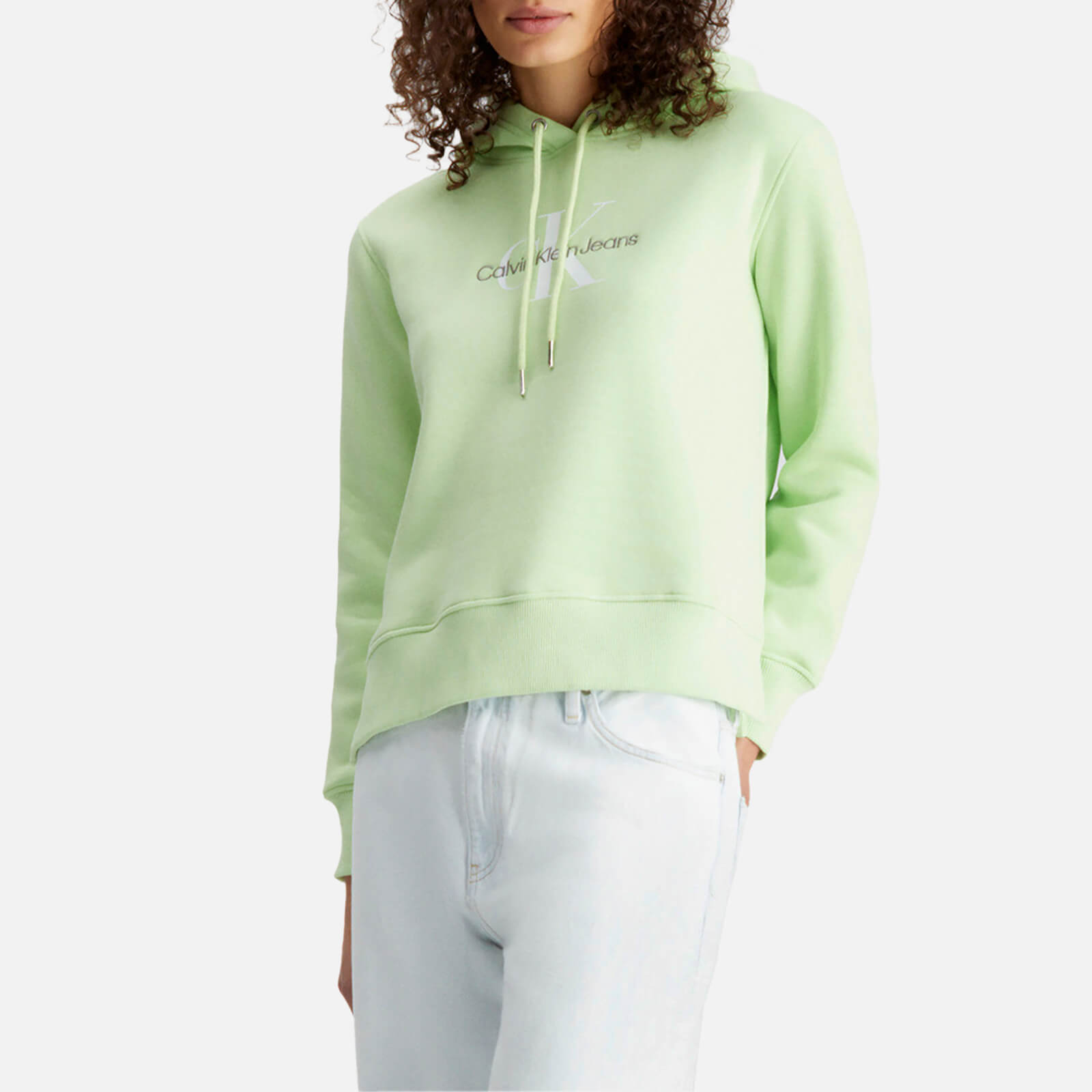 Calvin Klein Jeans Monologo Mint Green Cotton-Blend Hoodie - L von Calvin Klein Jeans