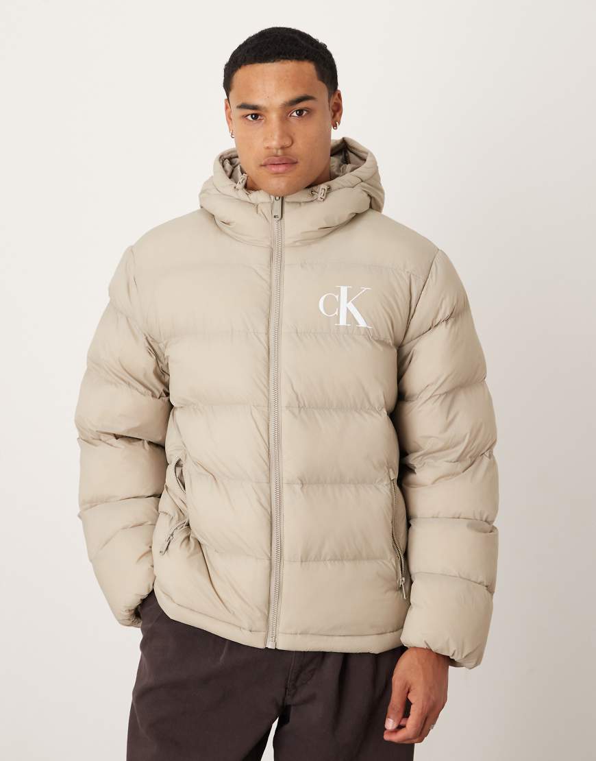 Calvin Klein Jeans - Monologo - Steppjacke in Beige-Neutral von Calvin Klein Jeans