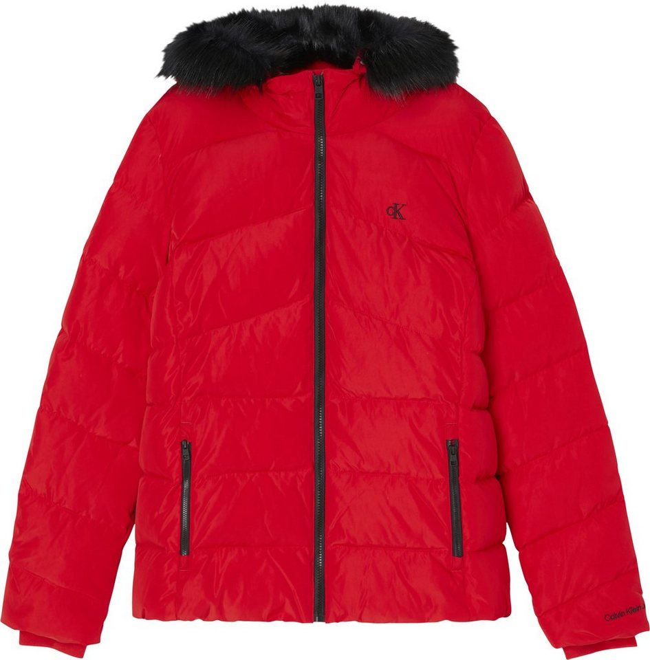 Calvin Klein Jeans Outdoorjacke FAUX FUR MW FITTED SHORT PUFFER mit abknöpfbarem Fellimitat an der Kapuze von Calvin Klein Jeans