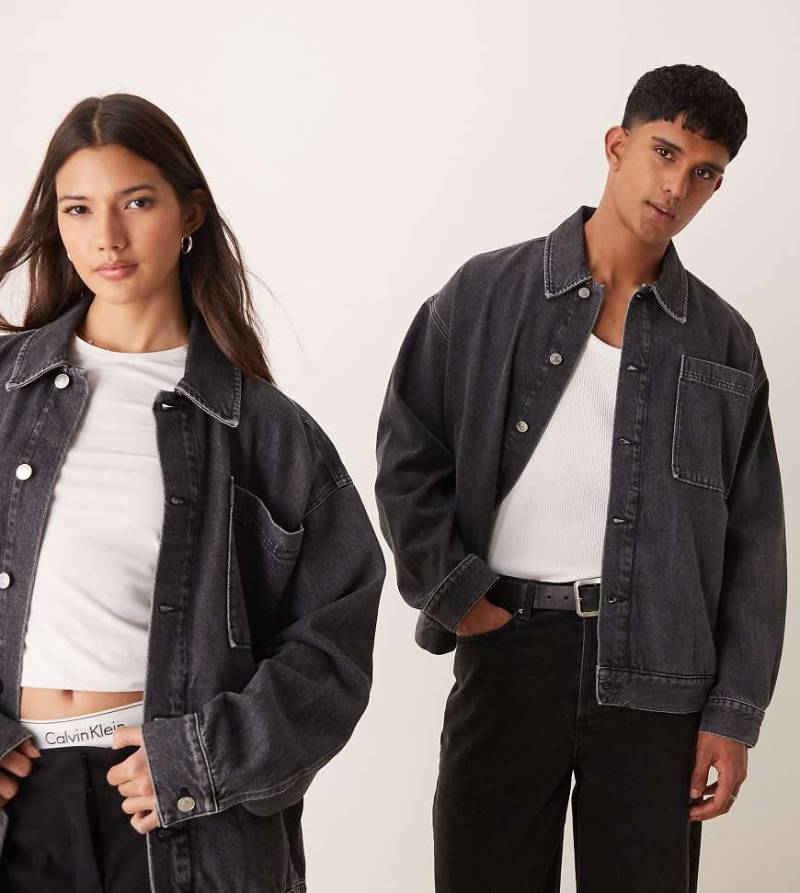 Calvin Klein Jeans - Oversize-Jeansjacke in verwaschenem Grau, exklusiv bei ASOS von Calvin Klein Jeans