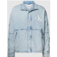 Calvin Klein Jeans Oversized Jeansjacke mit Label-Print in Jeansblau, Größe L von Calvin Klein Jeans