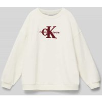 Calvin Klein Jeans Oversized Sweatshirt mit Label-Print Modell 'TEDDY' in Offwhite, Größe 140 von Calvin Klein Jeans