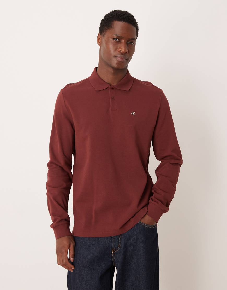 Calvin Klein Jeans - Polohemd aus Pikee in Dunkelrot mit Knöpfen von Calvin Klein Jeans