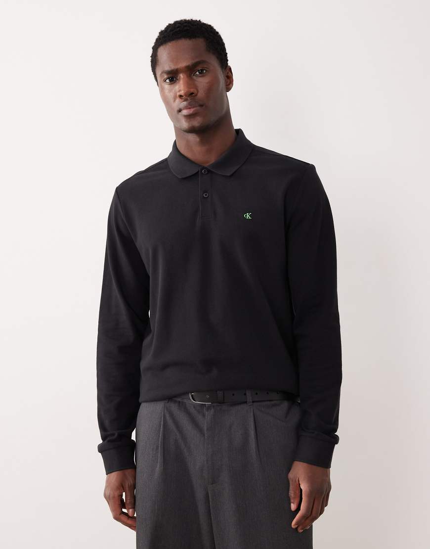Calvin Klein Jeans - Polohemd aus Pikee in Schwarz mit Knöpfen von Calvin Klein Jeans
