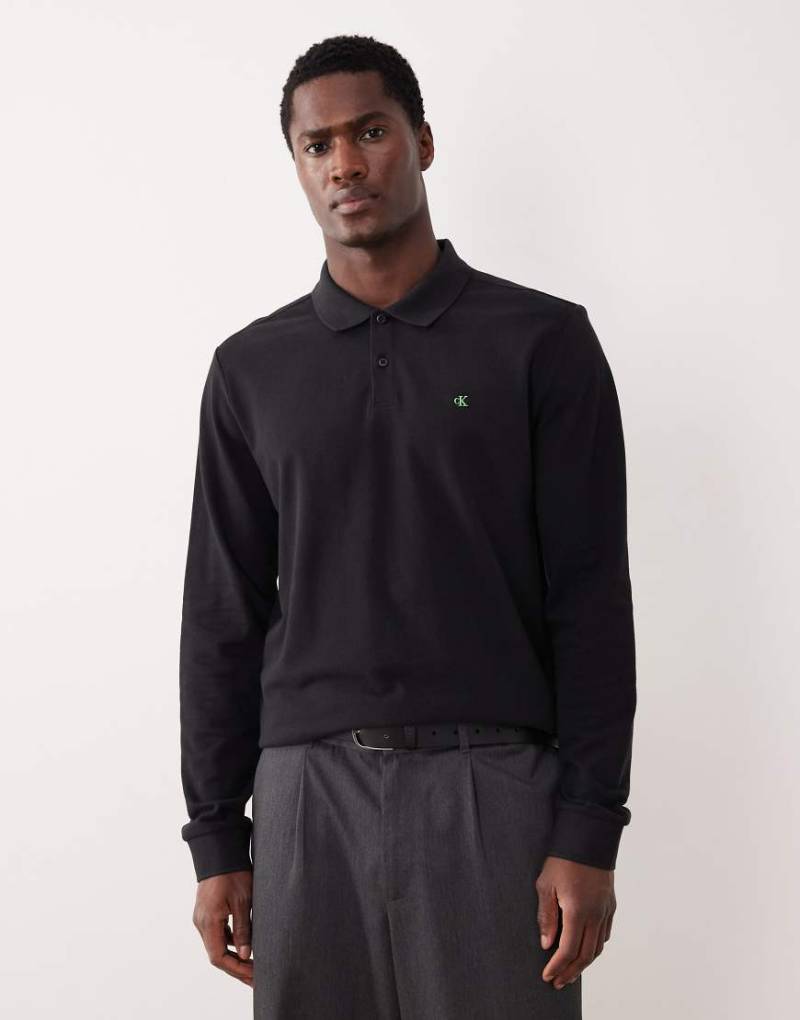 Calvin Klein Jeans - Polohemd aus Pikee in Schwarz mit Knöpfen von Calvin Klein Jeans