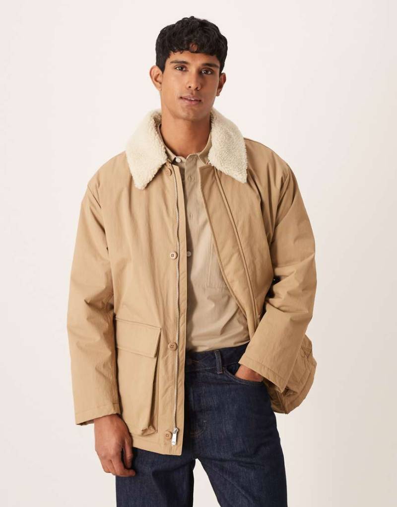 Calvin Klein Jeans - Pufferjacke in Sandbeige mit abnehmbarem Pelzkragen-Neutral von Calvin Klein Jeans