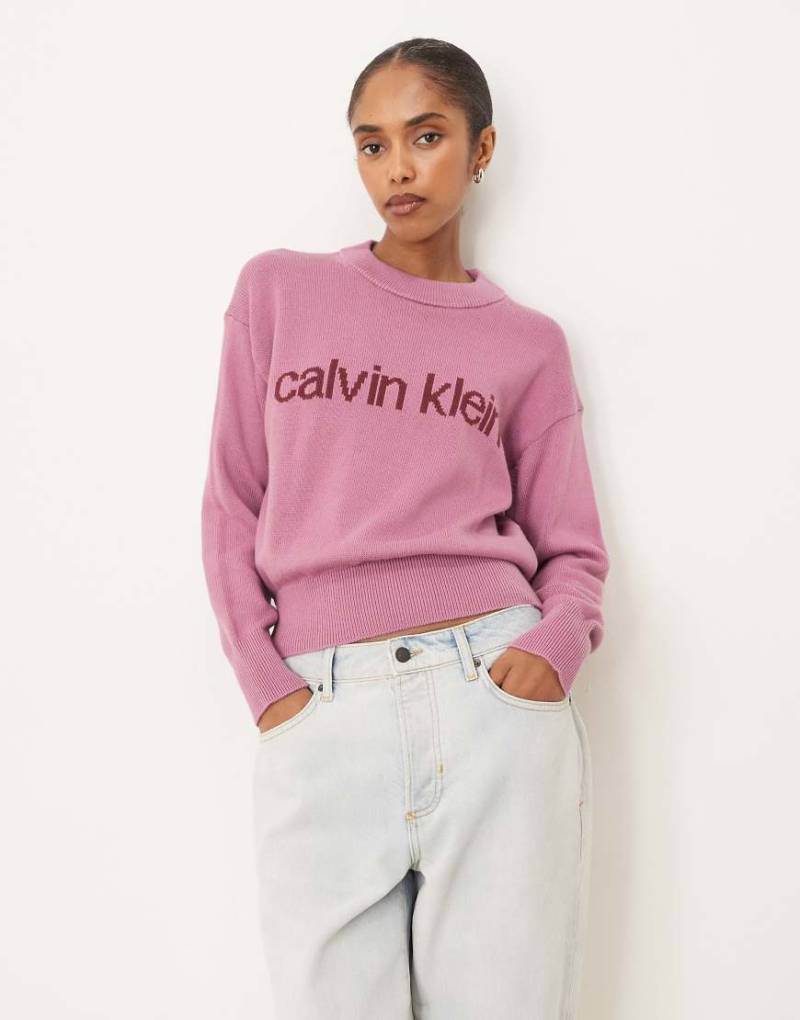 Calvin Klein Jeans - Pullover in Rosa mit Logo-Rot von Calvin Klein Jeans