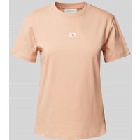 Calvin Klein Jeans Regular Fit T-Shirt mit Label-Patch in Altrosa, Größe XL von Calvin Klein Jeans