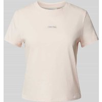Calvin Klein Jeans Regular Fit T-Shirt mit Label-Patch in Hellrosa, Größe M von Calvin Klein Jeans