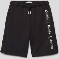 Calvin Klein Jeans Relaxed Fit Bermudas mit Label-Print Modell 'MAXI' in Black, Größe 152 von Calvin Klein Jeans