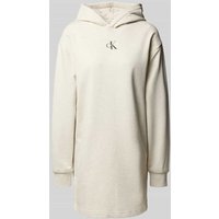 Calvin Klein Jeans Relaxed Fit Hoodie-Kleid mit Logo-Stitching Modell 'Terry' in Hellgrau, Größe M von Calvin Klein Jeans