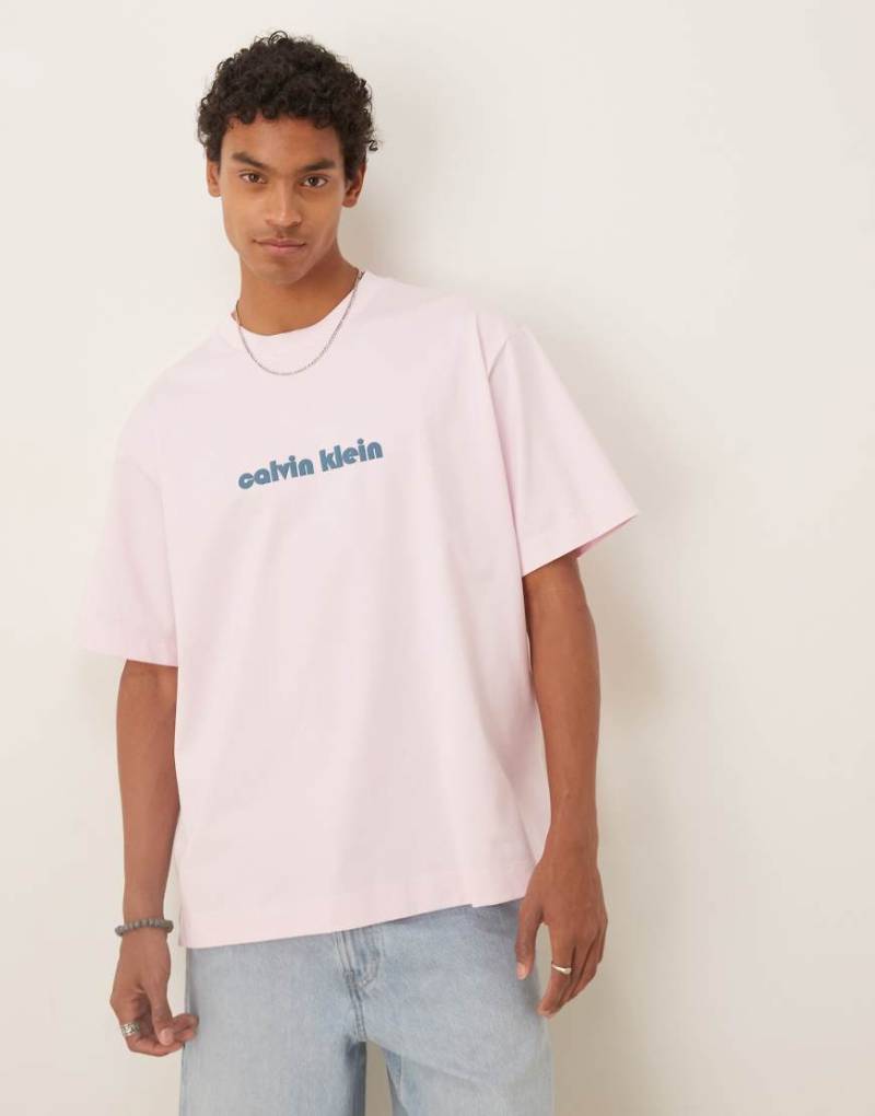 Calvin Klein Jeans - Relaxed-Fit-T-Shirt in Pastellrosa mit Logo von Calvin Klein Jeans