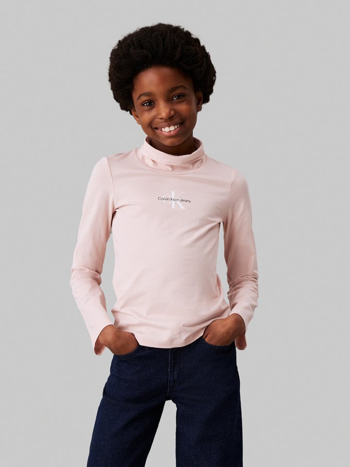 Calvin Klein Jeans Rollkragenshirt Monologo Ls Roll Neck Top für Kinder bis 16 Jahre und mit Logodruck von Calvin Klein Jeans