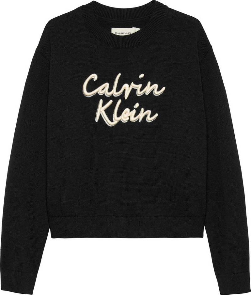 Calvin Klein Jeans Rundhalspullover LOGO METALLIC INTERSIA für Kinder bis 16 Jahre, große Stickerei von Calvin Klein Jeans