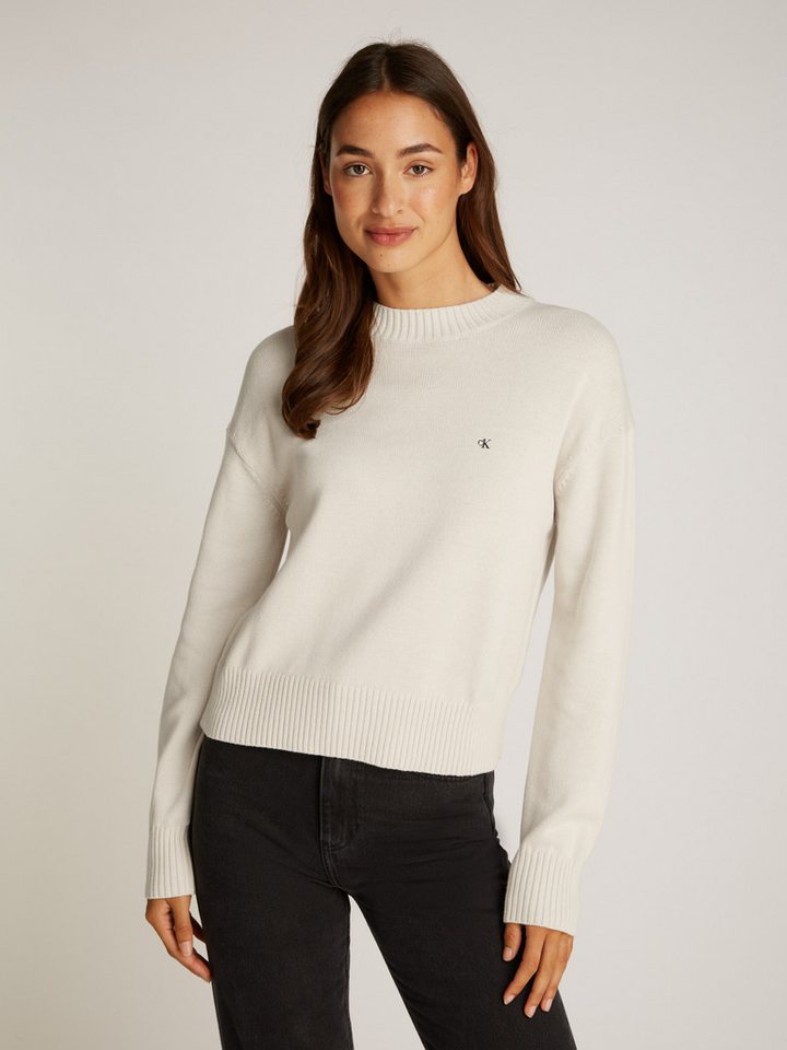 Calvin Klein Jeans Rundhalspullover MONOGRAM EMBRO CREWNECK SWEATER mit Logostickerei von Calvin Klein Jeans