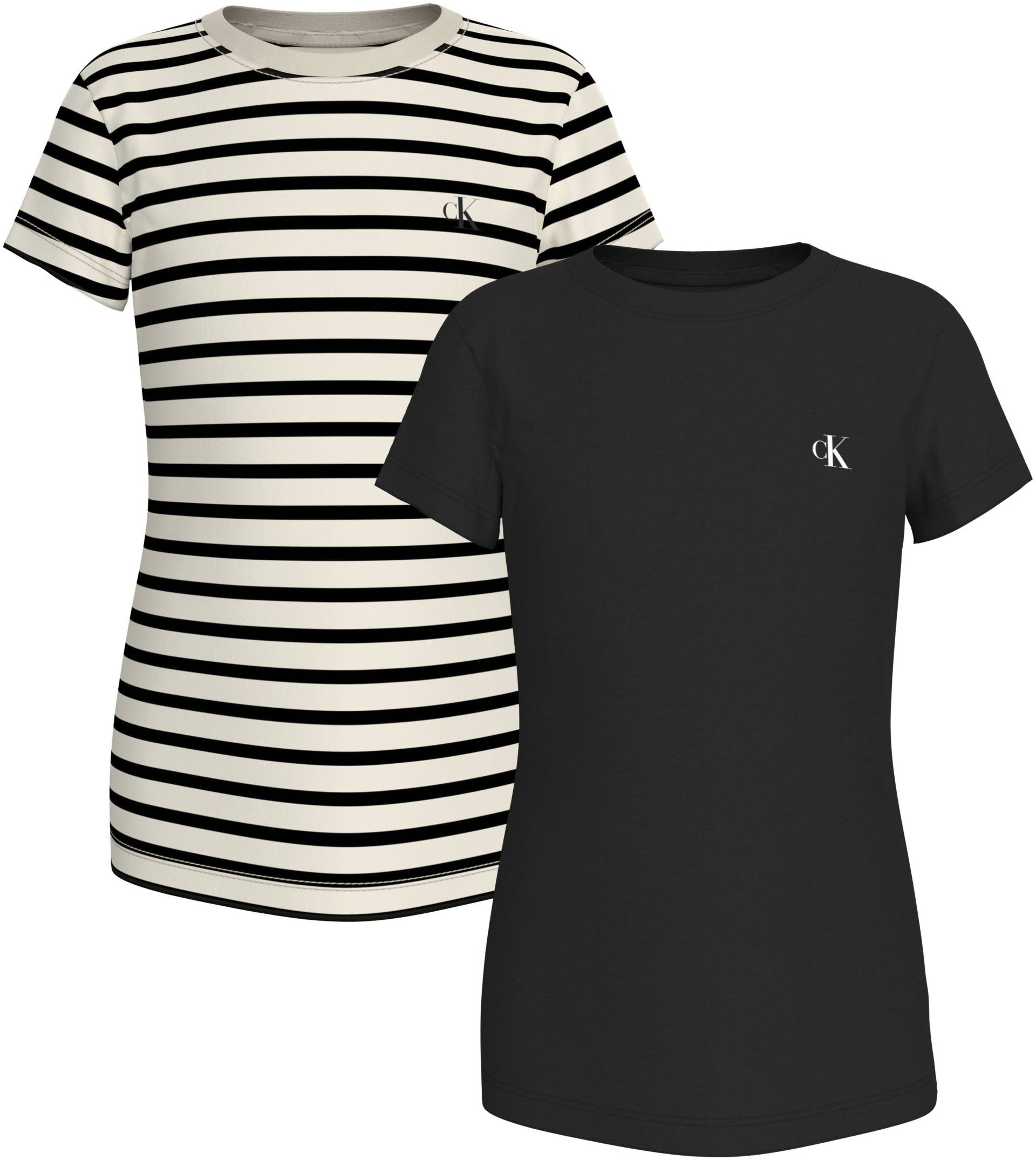Calvin Klein Jeans Rundhalsshirt "2 PACK STRIPE SLIM SS T-SHIRT" für Kinder bis 16 Jahre mit Logoschriftzug von Calvin Klein Jeans