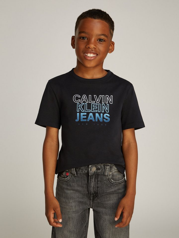 Calvin Klein Jeans Rundhalsshirt GRADIENT FLOCK LOGO SS T-SHIRT für Kinder bis 16 Jahre mit Logoprägung von Calvin Klein Jeans