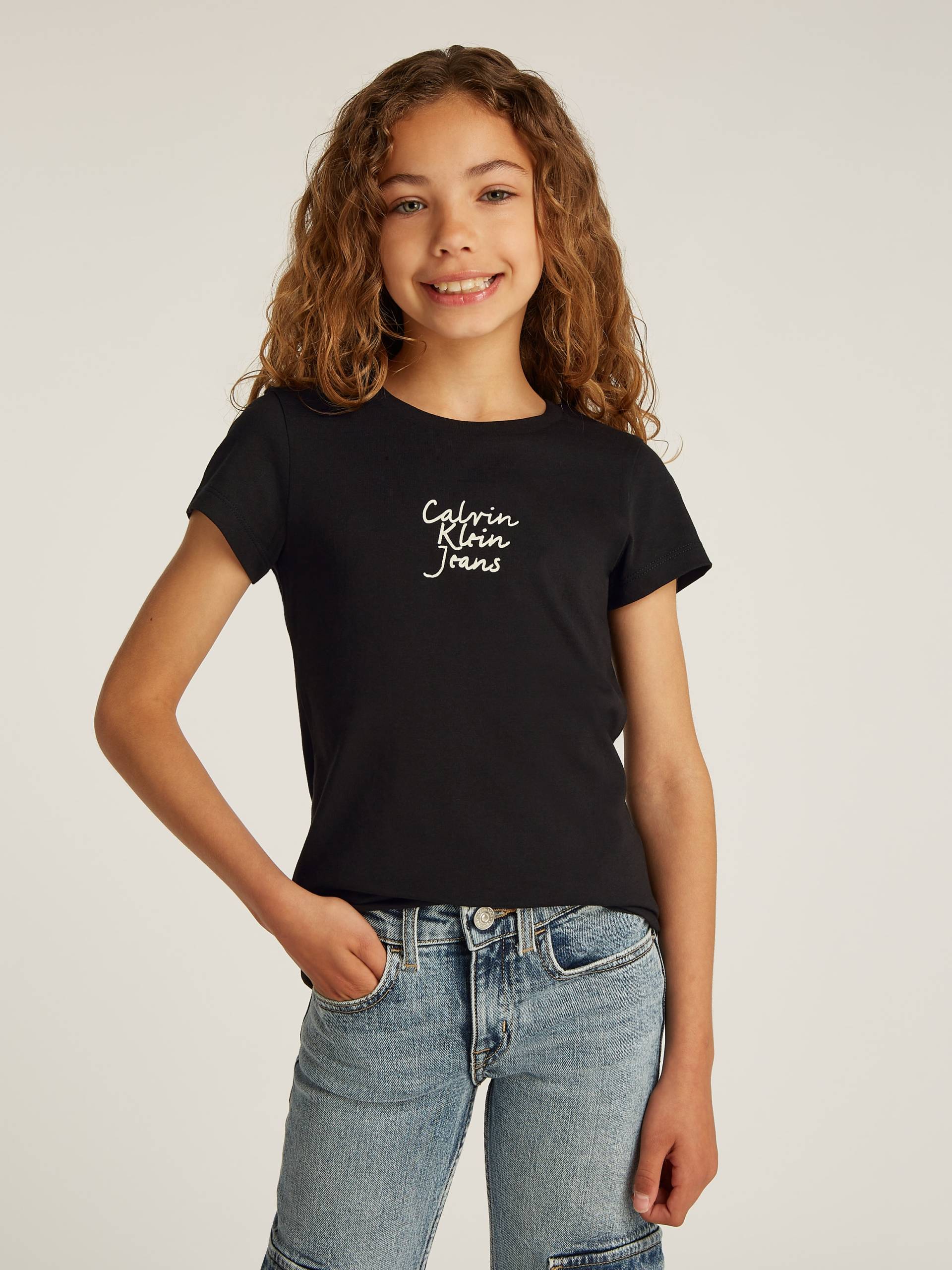 Calvin Klein Jeans Rundhalsshirt "HANDWRITING LOGO SS SLIM T-SHIRT" für Kinder bis 16 Jahre mit Logoschriftzug von Calvin Klein Jeans