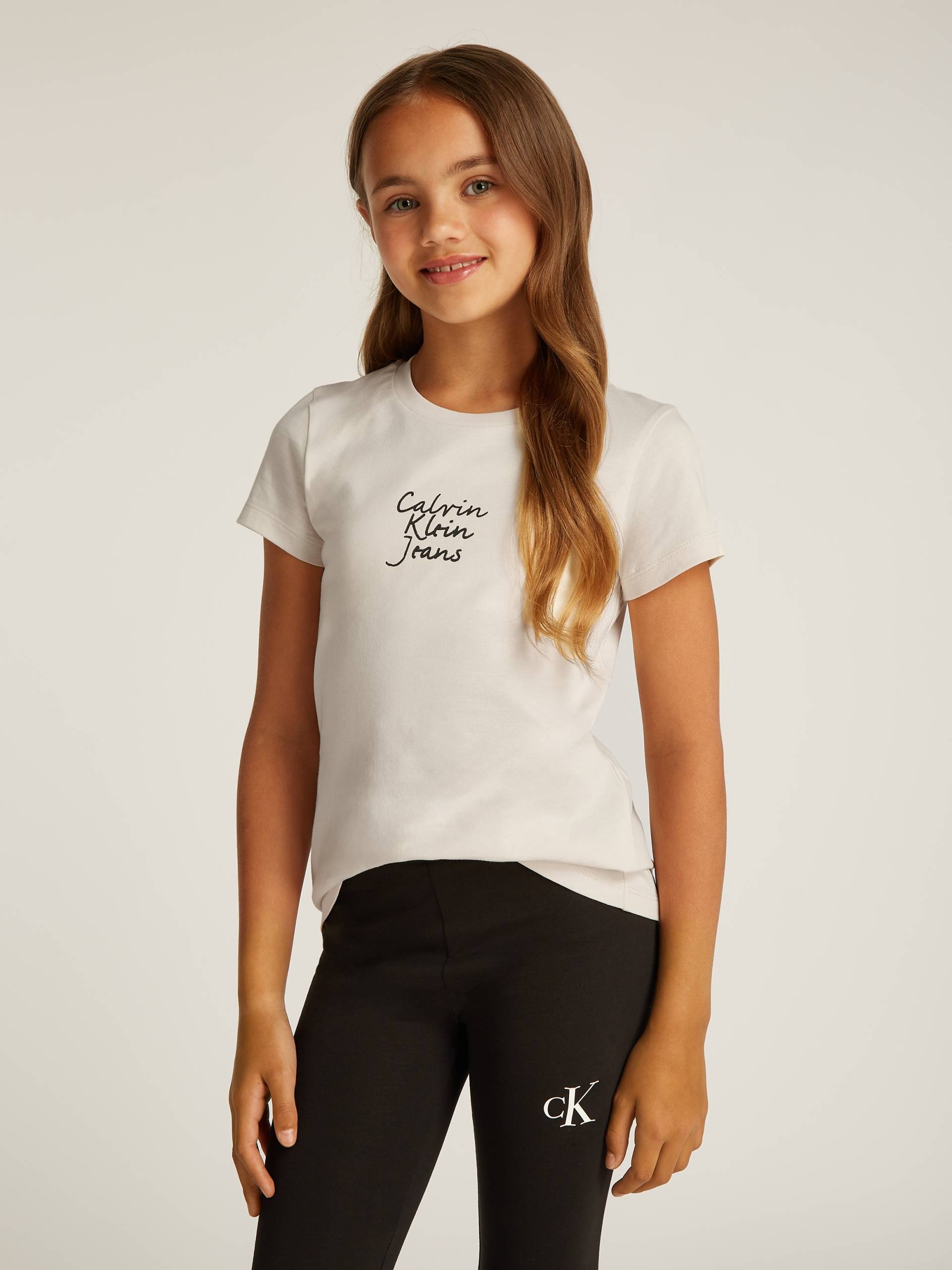 Calvin Klein Jeans Rundhalsshirt "HANDWRITING LOGO SS SLIM T-SHIRT" für Kinder bis 16 Jahre mit Logoschriftzug von Calvin Klein Jeans