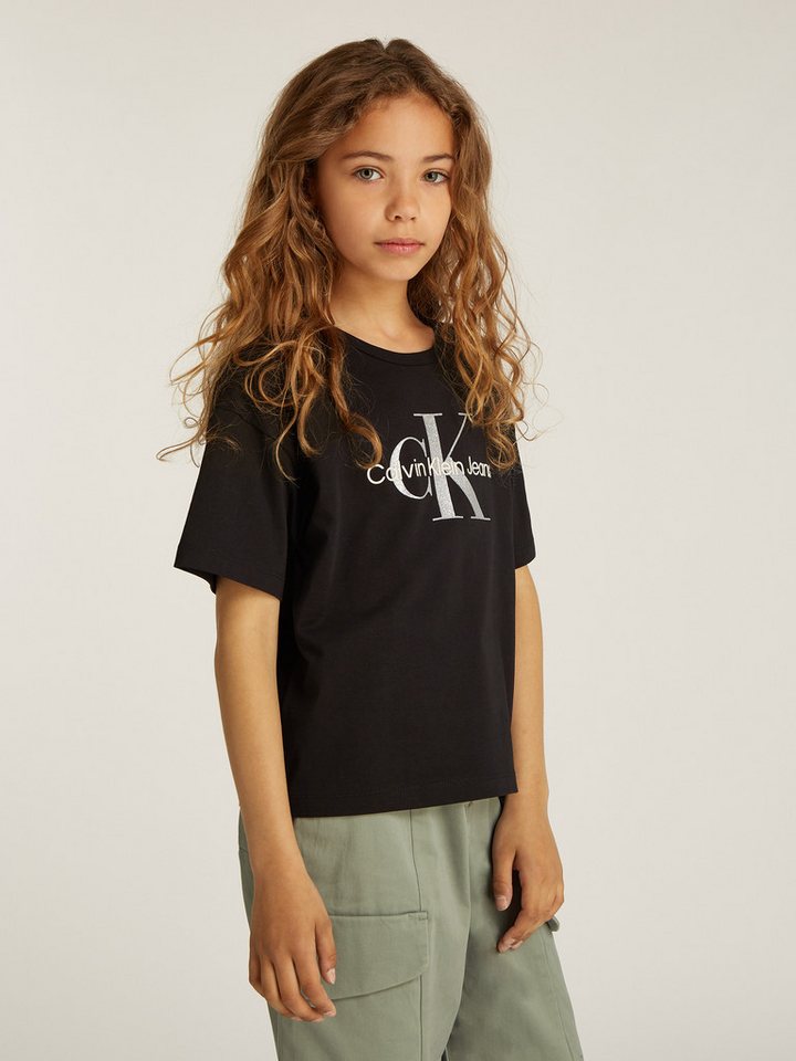 Calvin Klein Jeans Rundhalsshirt MONOLOGO GLITTER SS T-SHIRT für Kinder bis 16 Jahre mit Logoschriftzug von Calvin Klein Jeans