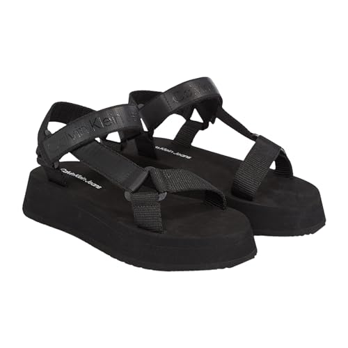 Calvin Klein Jeans Damen Sandalen Sommer, Schwarz (Black), 38 von Calvin Klein