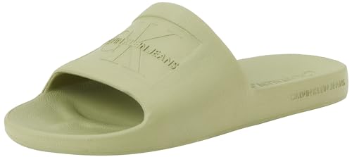 Calvin Klein Jeans Herren Badeschuhe Slide Badelatschen, Grün (Mosstone), 40 von Calvin Klein Jeans