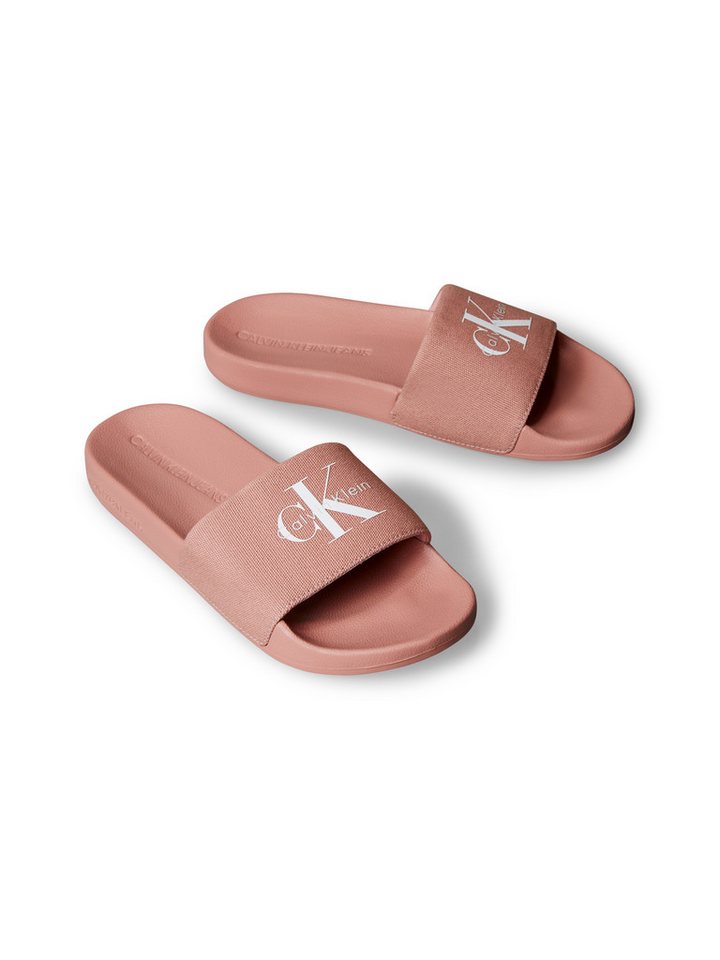 Calvin Klein Jeans SLIDE MONOGRAM WN LOGO CK Badepantolette Strandschuh, Pool Slides, Badeschuh, Flat mit Logo von Calvin Klein Jeans