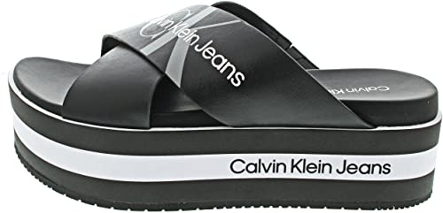 Calvin Klein Jeans Sandale Plateau-Sohle Crisscross schwarz Größe 38 von Calvin Klein Jeans