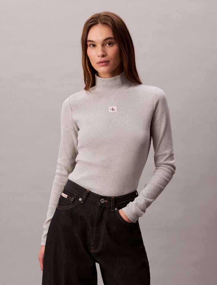 Calvin Klein Jeans Shirttop LS WOVEN LABEL TURTLENECK Mit Rundhalsausschnitt, regular fit von Calvin Klein Jeans
