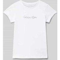 Calvin Klein Jeans Slim Fit T-Shirt mit Label-Print in Weiss, Größe 140 von Calvin Klein Jeans