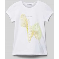 Calvin Klein Jeans Slim Fit T-Shirt mit Motiv-Print in Weiss, Größe 176 von Calvin Klein Jeans