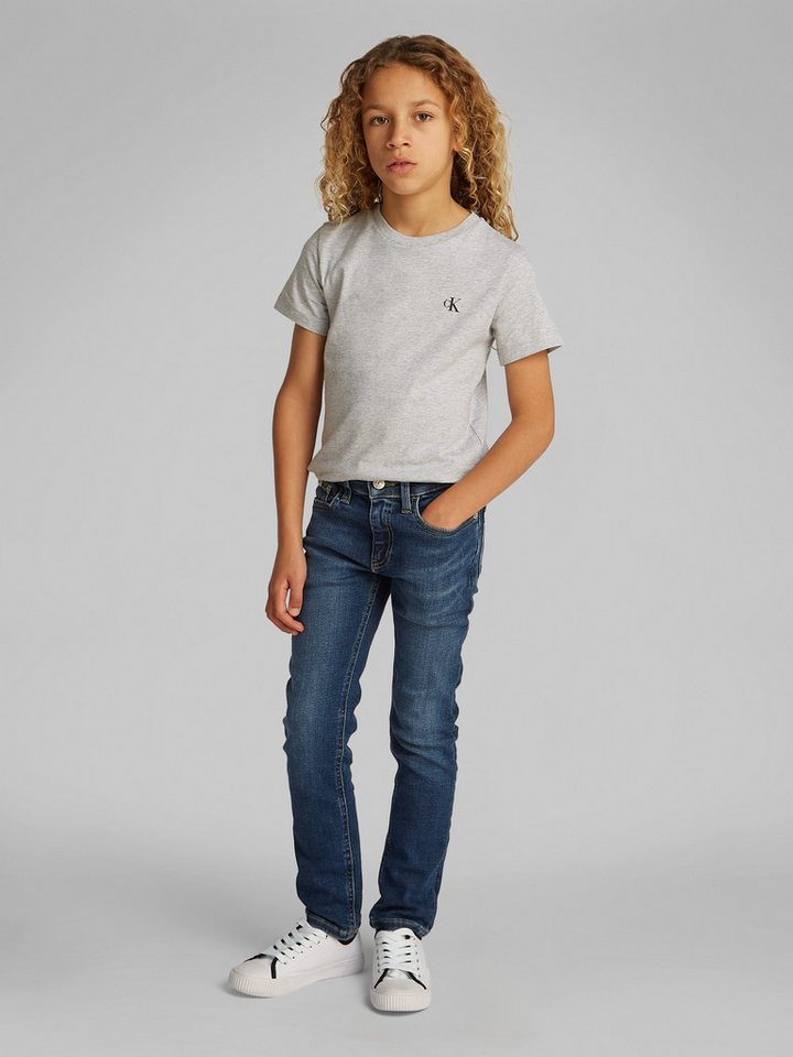Calvin Klein Jeans Slim-fit-Jeans DARK BLUE VISUAL SLIM für Kinder bis 16 Jahre mit Lederpatch von Calvin Klein Jeans