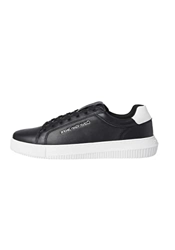 Calvin Klein Jeans Sneaker Logo-Print Leder Schnürer schwarz Größe 44 von Calvin Klein Jeans