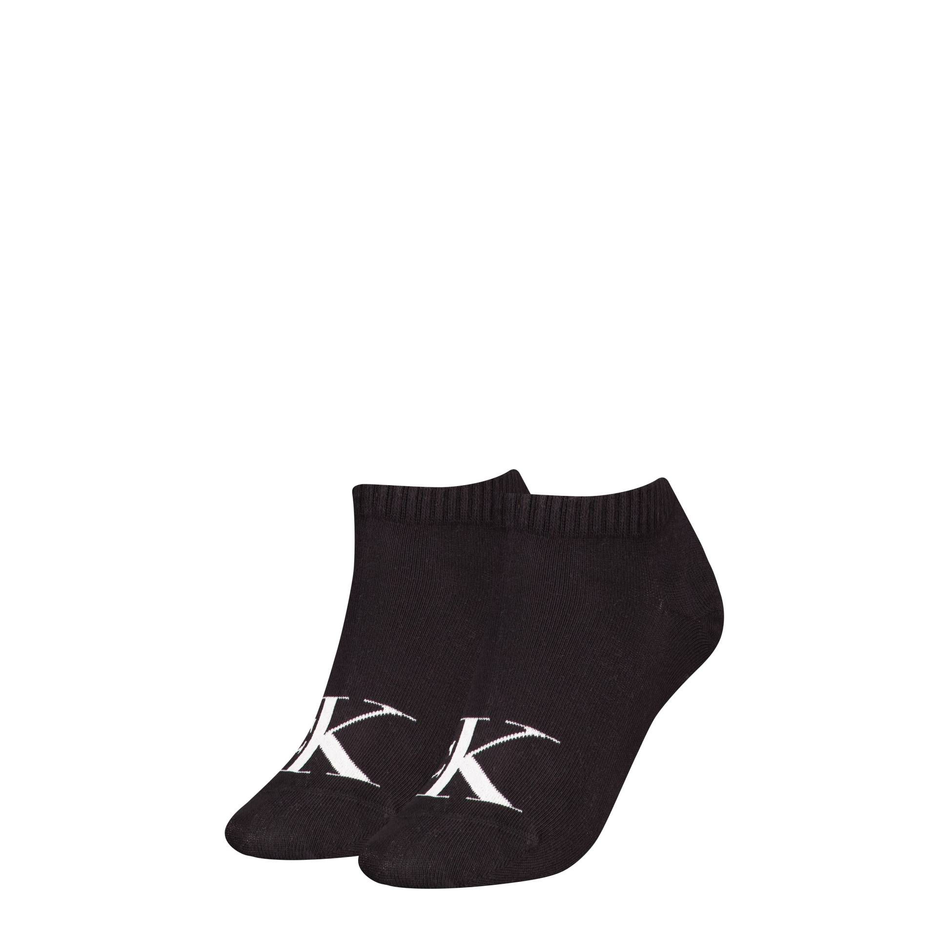 Calvin Klein Jeans Sneakersocken "CKJ WOMEN SNEAKER 2P MONOGRAM", (2 Paar), Rippenbündchen, Logostickerei vorn von Calvin Klein Jeans
